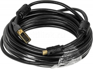 Кабель  HDMI-19M-DVI-D-10M HDMI (m) DVI-D (m) 10м феррит.кольца черный Buro