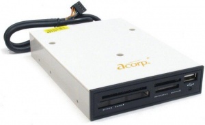 Устройство чтения карт памяти Acorp CRIP200-B USB2.0 (all-in-1, + USB port)
